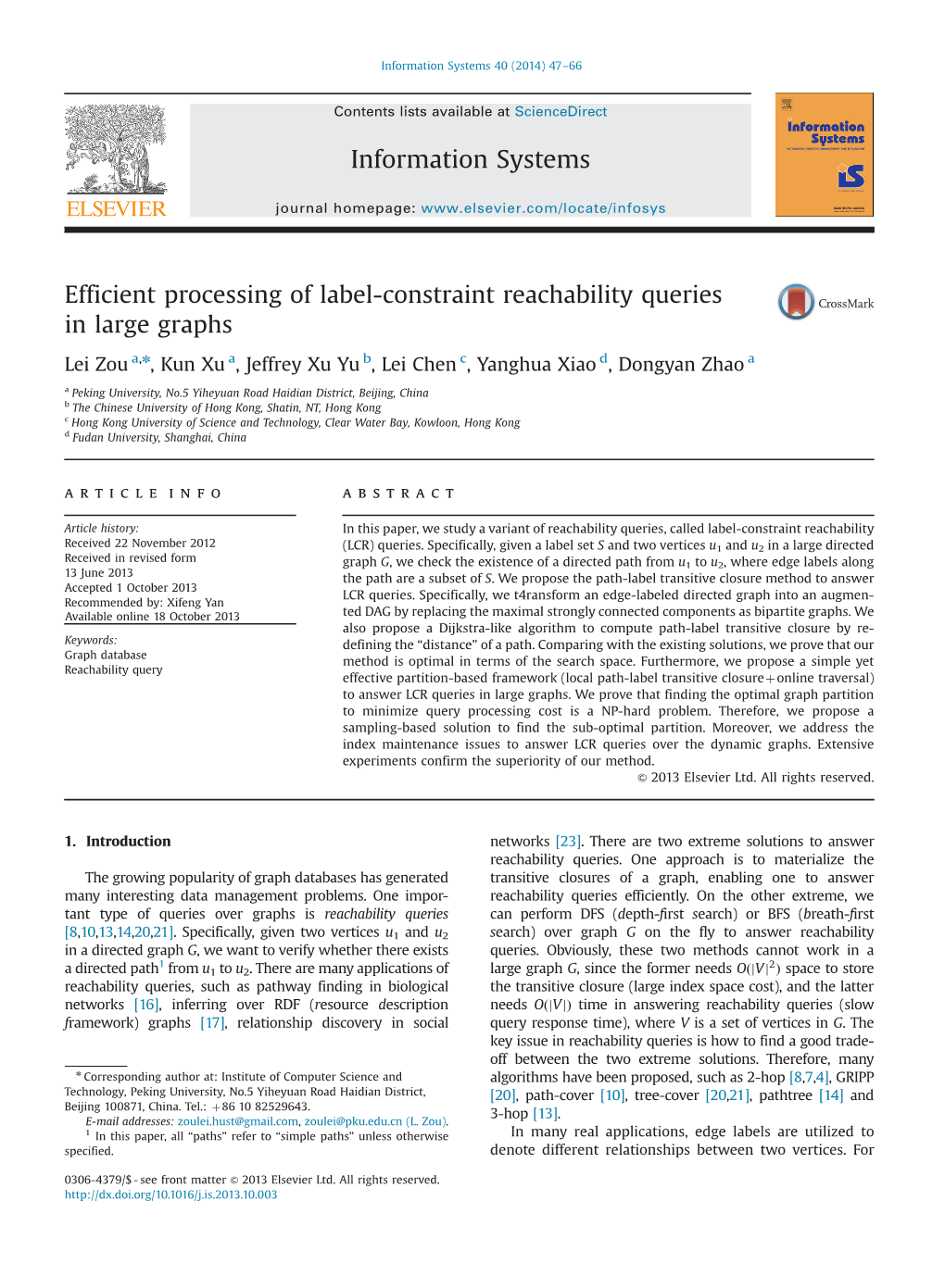 Efficient Processing of Label-Constraint Reachability Queries in Large Graphs