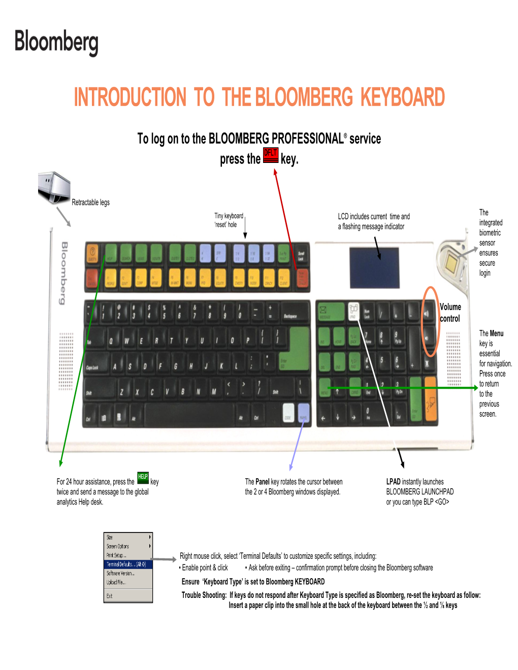 Introduction to the Bloomberg Keyboard