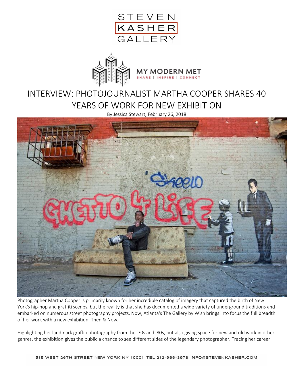 INTERVIEW: PHOTOJOURNALIST MARTHA COOPER SHARES 40 YEARS of WORK for NEW EXHIBITION by Jessica Stewart, February 26, 2018