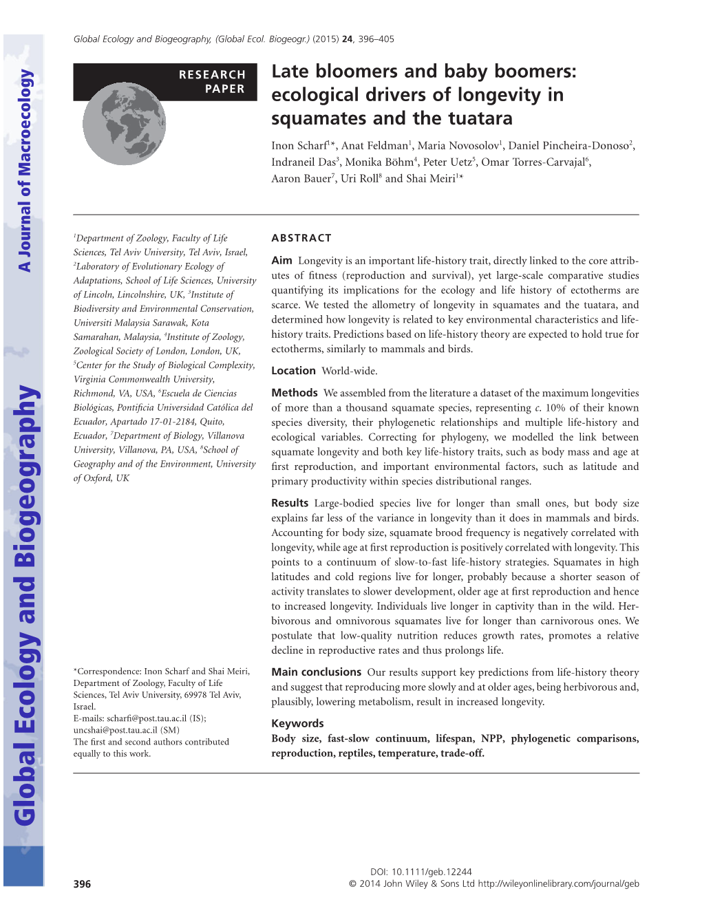 Ecological Drivers of Longevity in Squamates and the Tuatara