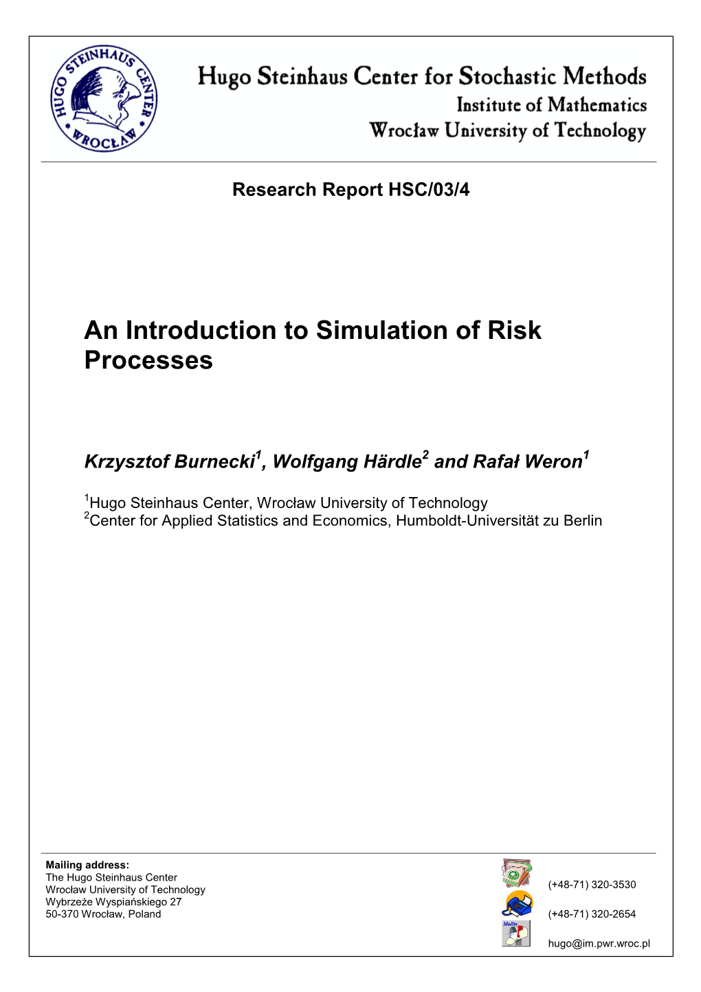 An Introduction to Simulation of Risk Processes