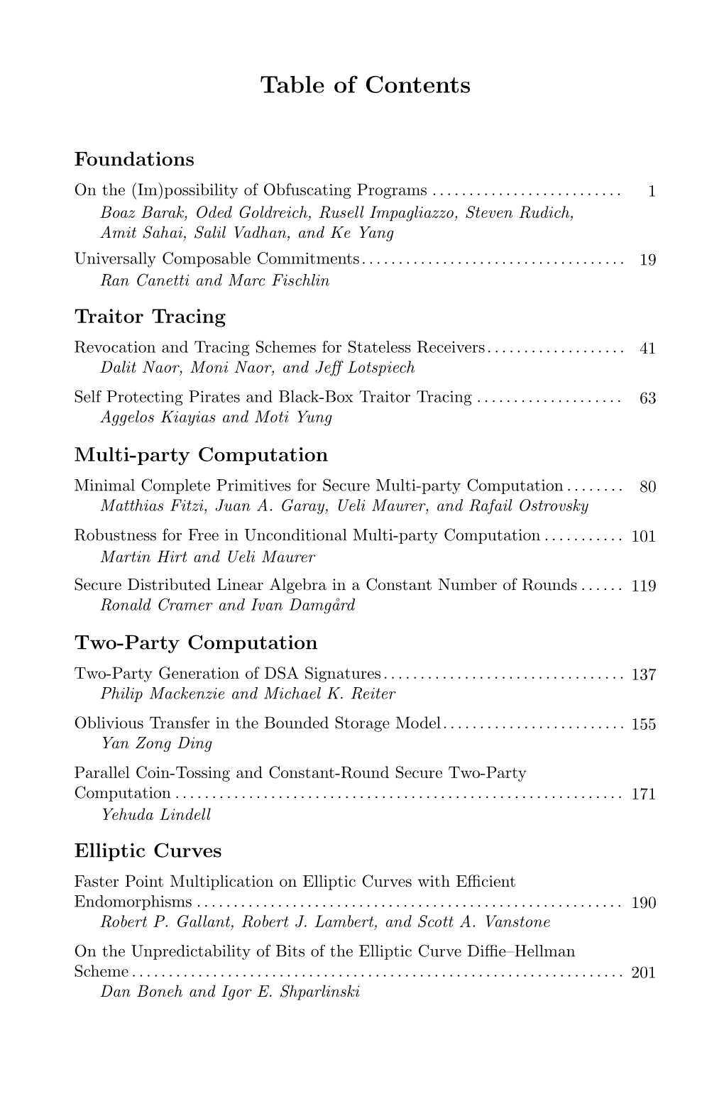 Table of Contents