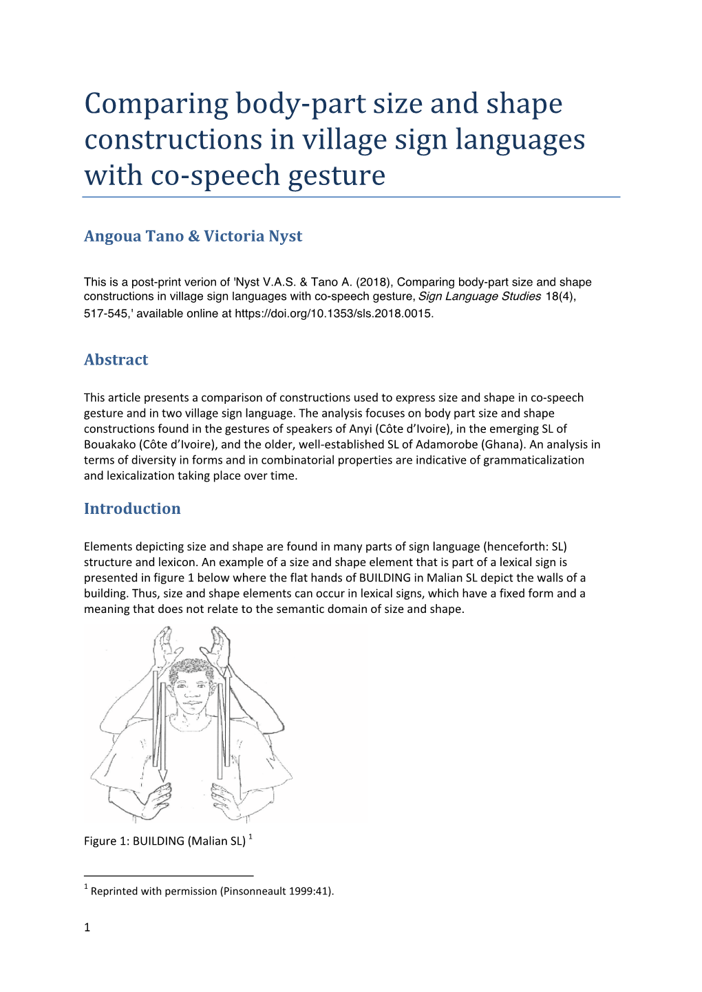 Comparing Body-Part Size and Shape Constructions in Village Sign Languages with Co-Speech Gesture