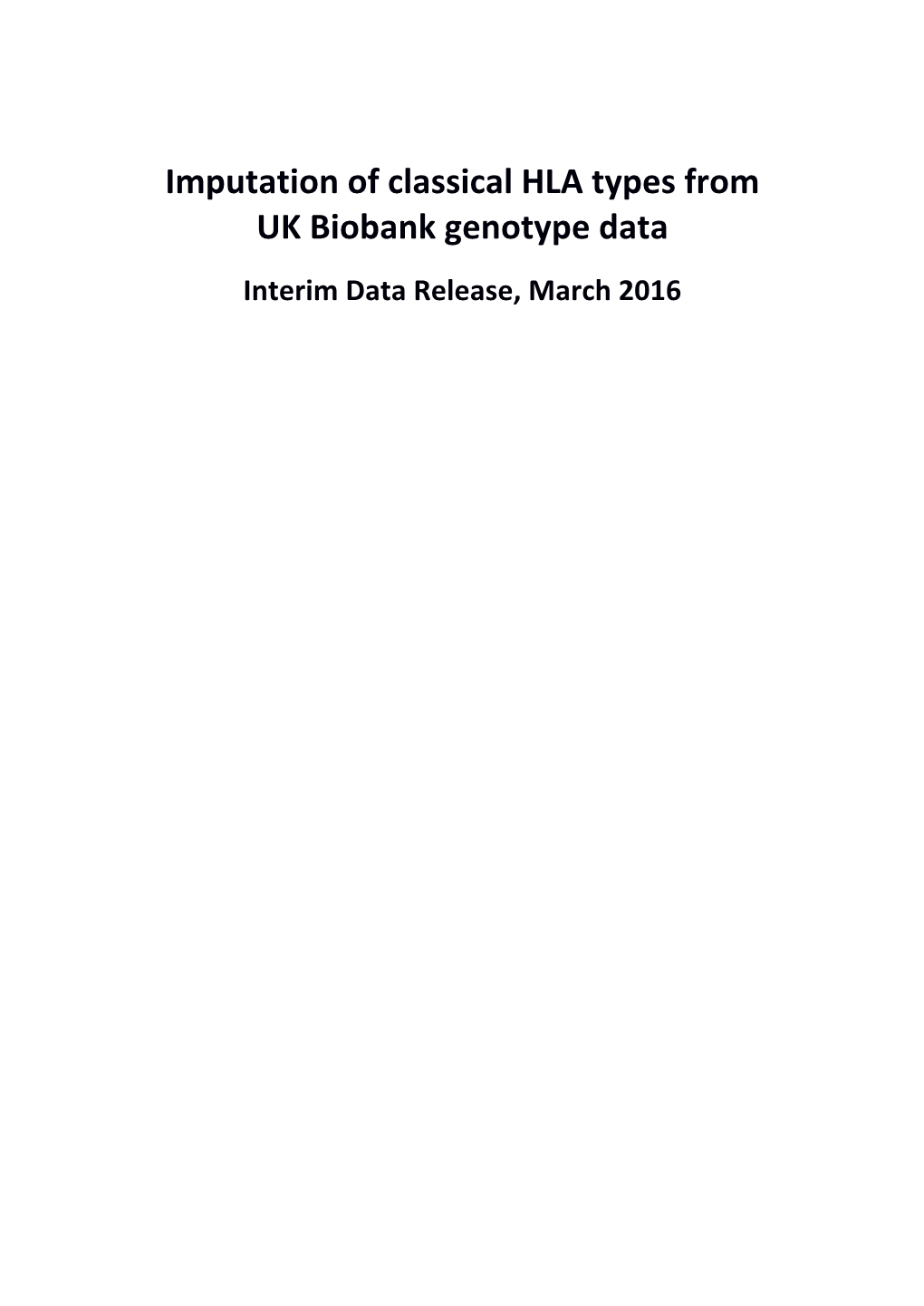 Imputation of Classical HLA Types from UK Biobank Genotype Data