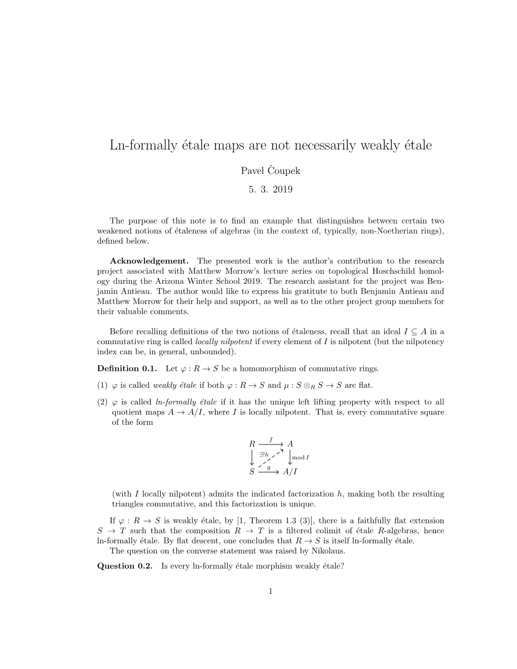 Ln-Formally Étale Maps Are Not Necessarily Weakly Étale