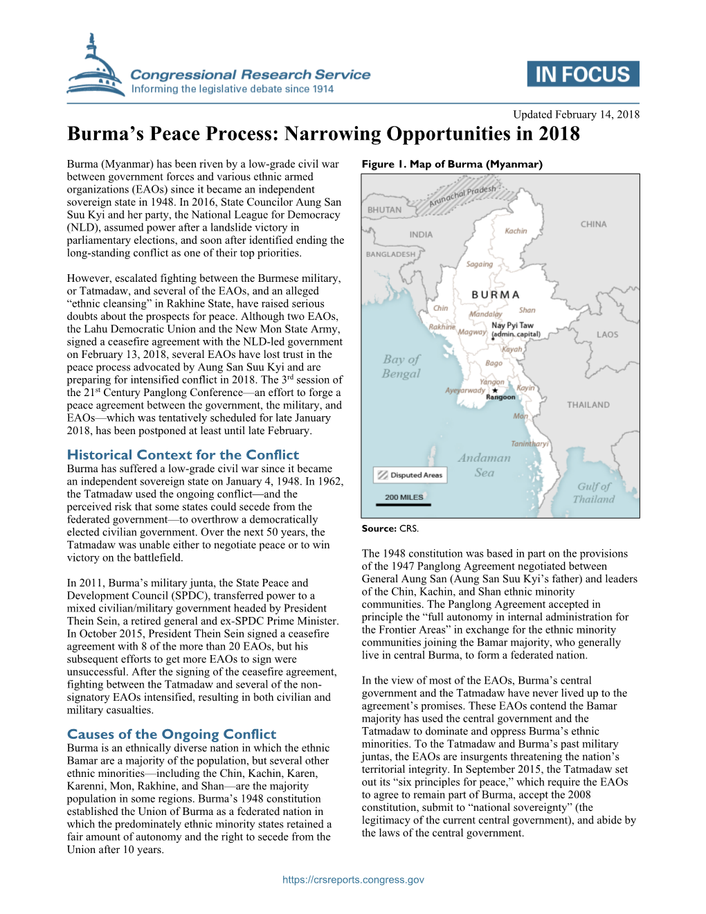 Burma's Peace Process: Narrowing Opportunities in 2018