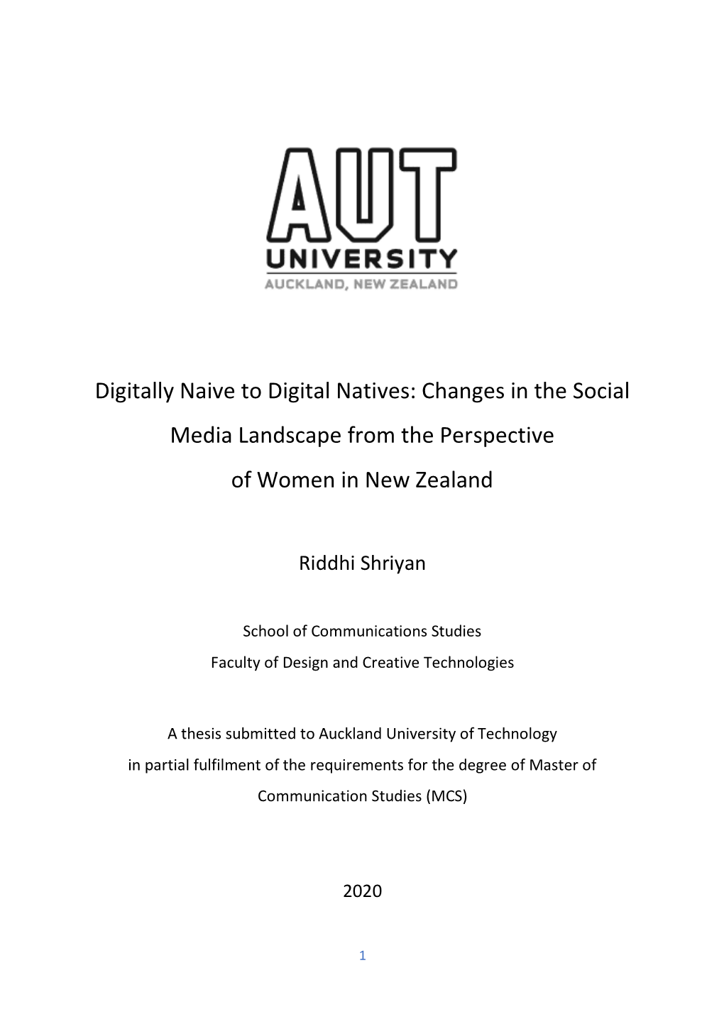 Digitally Naive to Digital Natives: Changes in the Social Media Landscape from the Perspective of Women in New Zealand