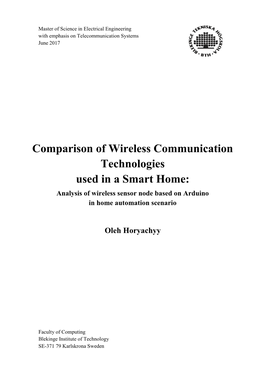 Comparison of Wireless Technologies Used in a Smart Home