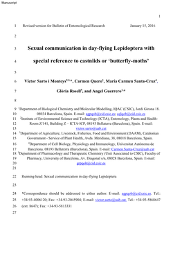 Sexual Communication in Day-Flying Lepidoptera with Special Reference