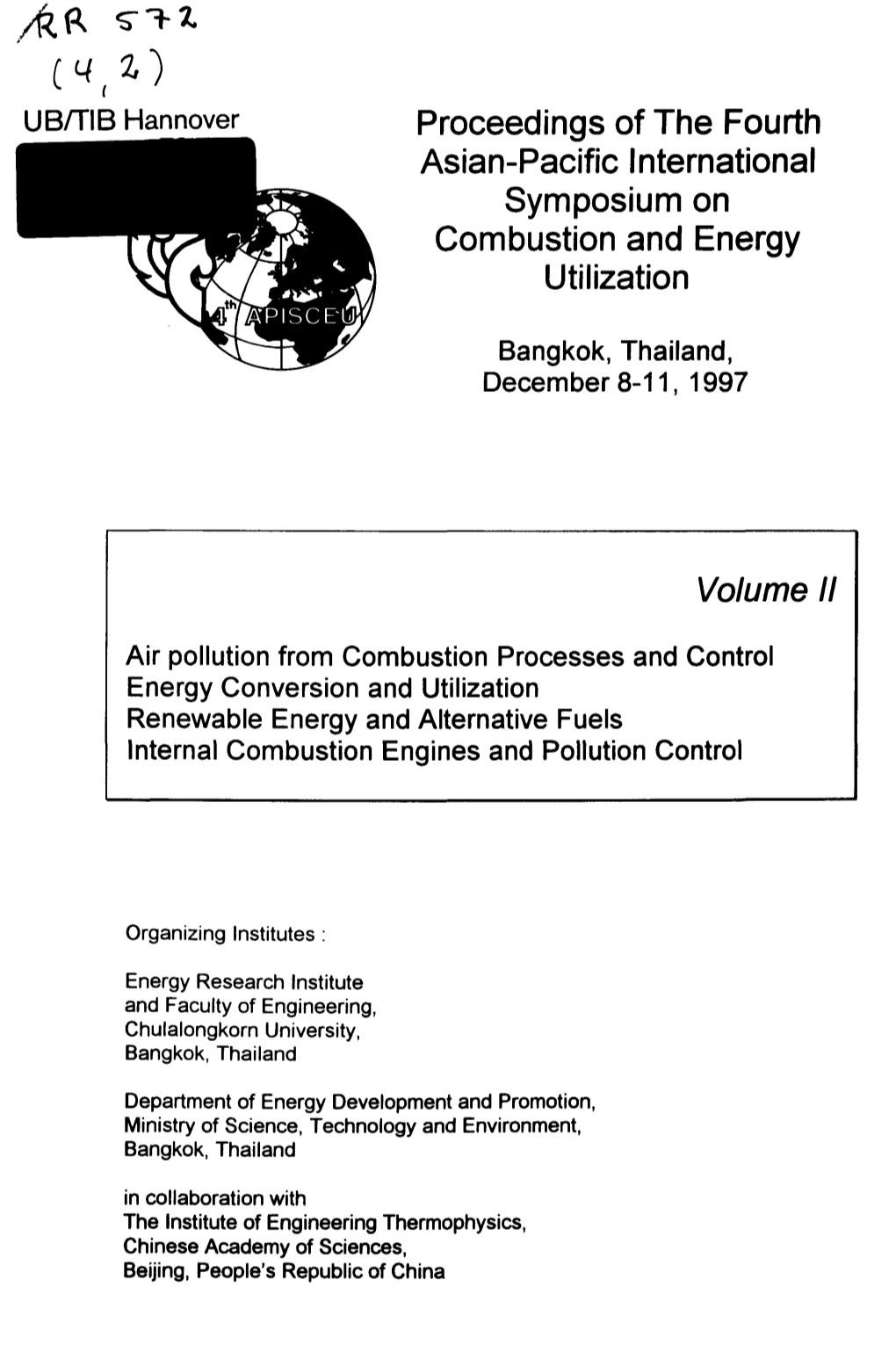 UB/TIB Hannover Proceedings of the Fourth Asian-Pacific International Symposium on Combustion and Energy Utilization