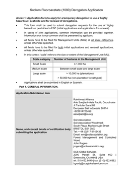 Sodium Fluoroacetate (1080) Derogation Application