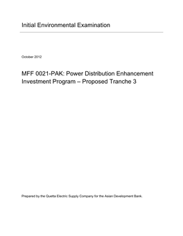 Power Distribution Enhancement Investment Program – Proposed Tranche 3