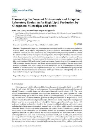 Harnessing the Power of Mutagenesis and Adaptive Laboratory Evolution for High Lipid Production by Oleaginous Microalgae and Yeasts