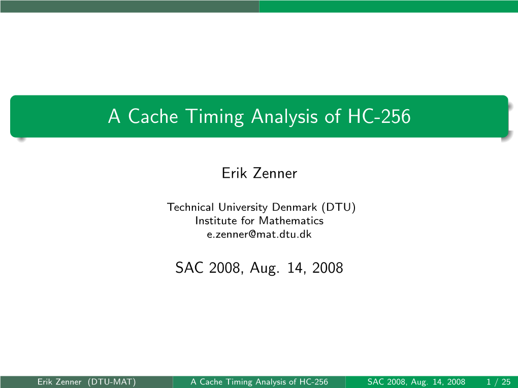 A Cache Timing Analysis of HC-256