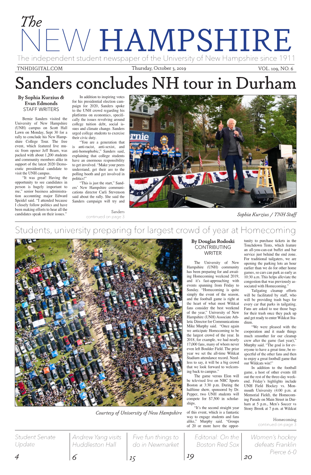 The New Hampshire, Vol. 109, No. 06 (Oct. 3, 2019)