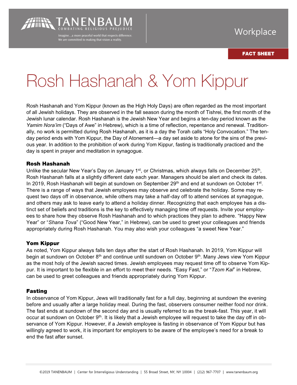 Rosh Hashanah & Yom Kippur