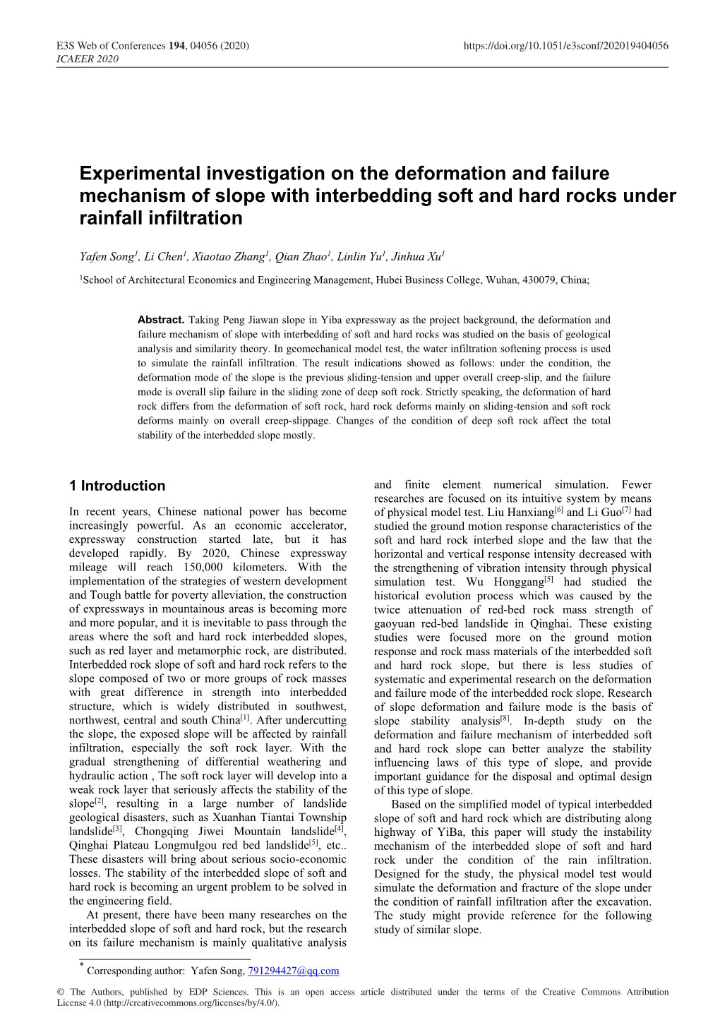 Experimental Investigation On The Deformation And Failure Mechanism Of ...