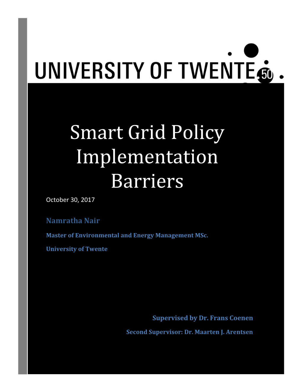 Smart Grid Policy Implementation Barriers October 30, 2017