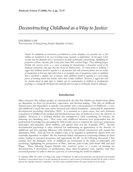 Deconstructing Childhood As a Way to Justice