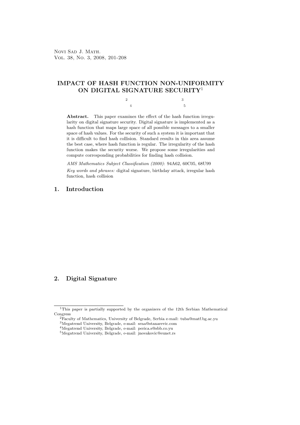 Impact of Hash Function Non-Uniformity on Digital Signature Security1