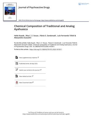 Chemical Composition of Traditional and Analog Ayahuasca