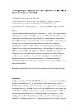 Geomorphological Signature and Flow Dynamics of the Minch Palaeo-Ice Stream, NW Scotland