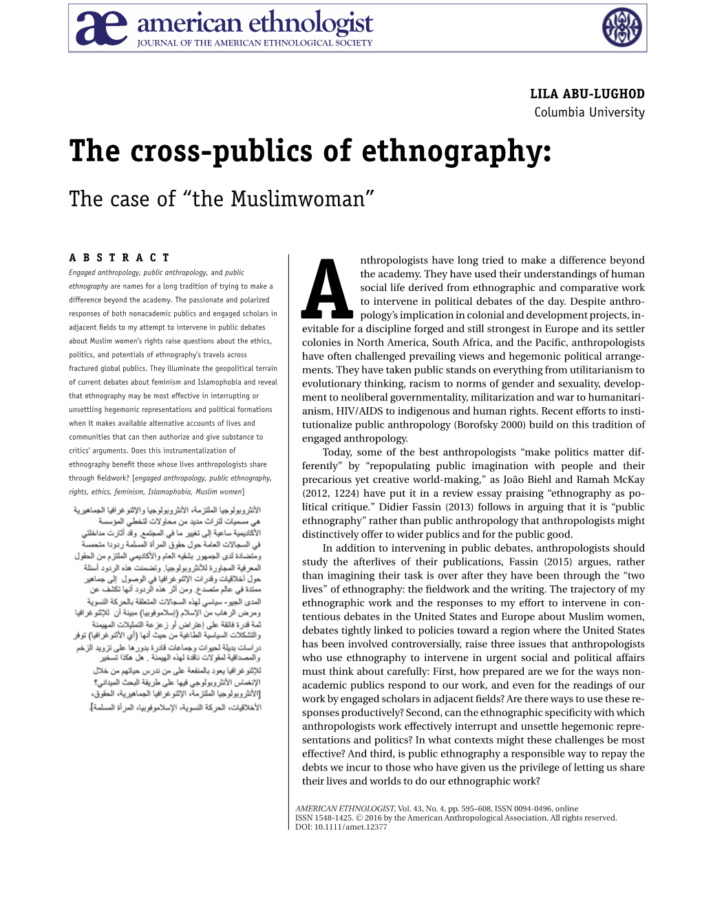 Publics of Ethnography: the Case of “The Muslimwoman”