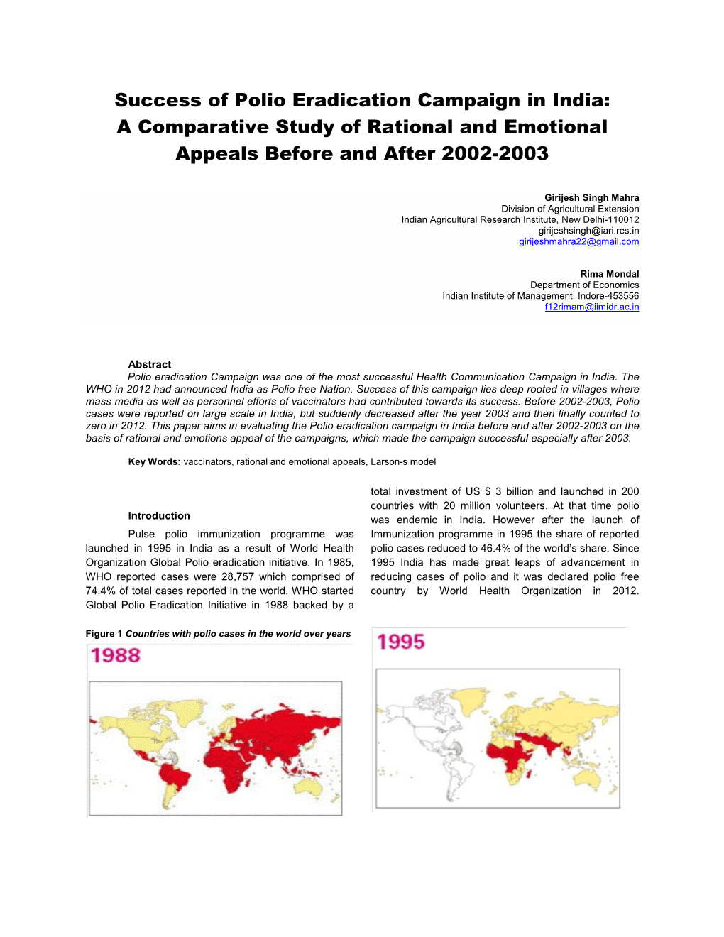 Rational and Emotional Appeals in Polio Eradication Campaign in India