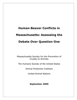 Human-Beaver Conflicts in Massachusetts: Assessing the Debate Over Question One