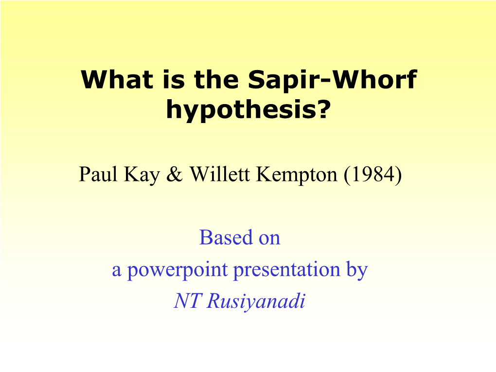 sapir whorf hypothesis essay