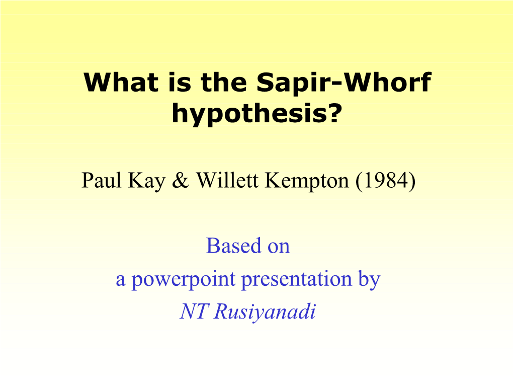 sapir whorf hypothesis citation