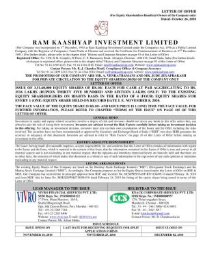Ram Kaashyap Investment Limited