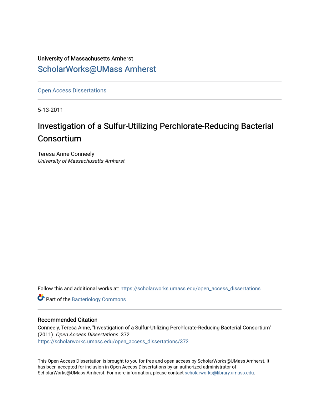 Investigation of a Sulfur-Utilizing Perchlorate-Reducing Bacterial Consortium