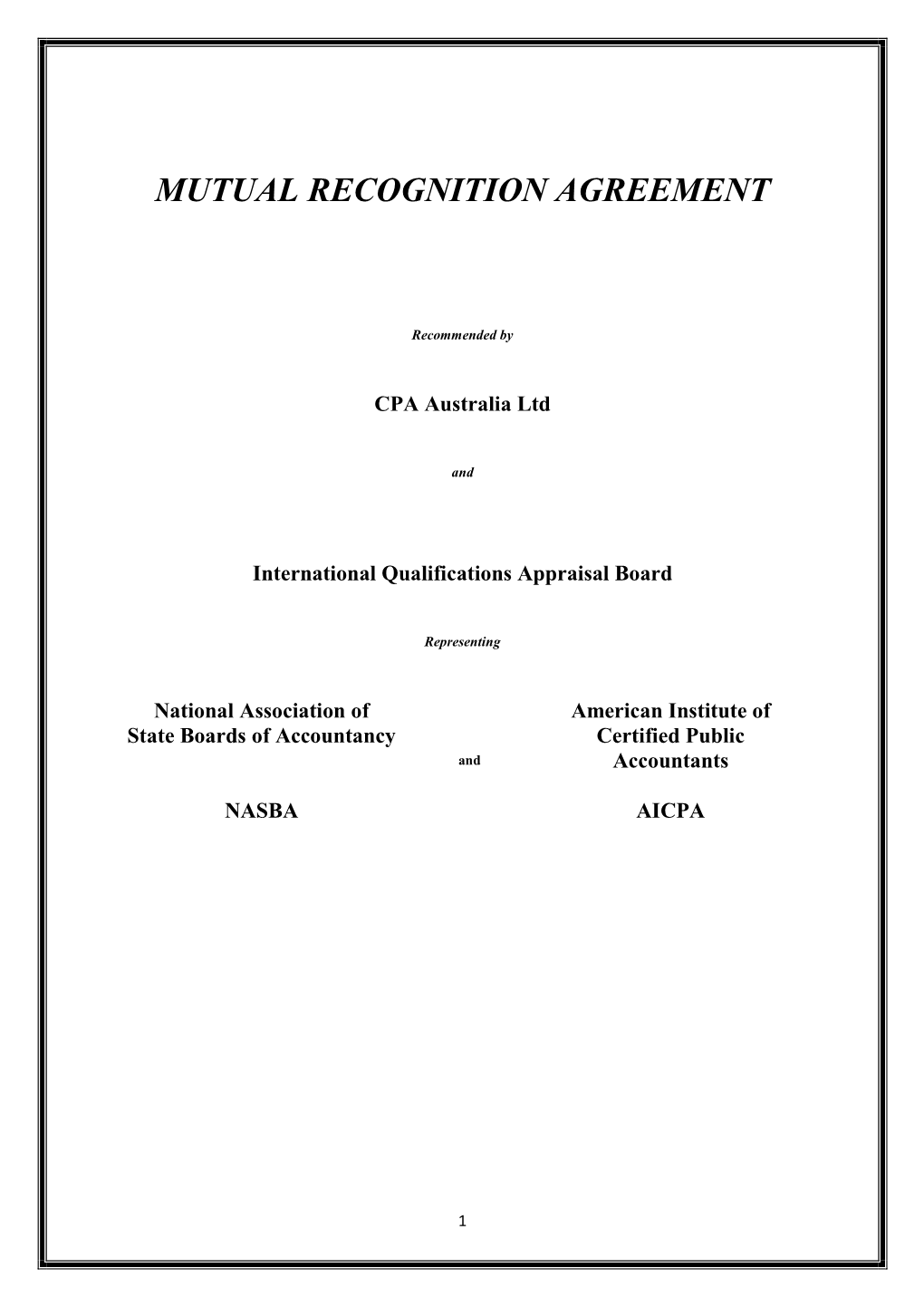 Mutual Recognition Agreement with CPA Australia