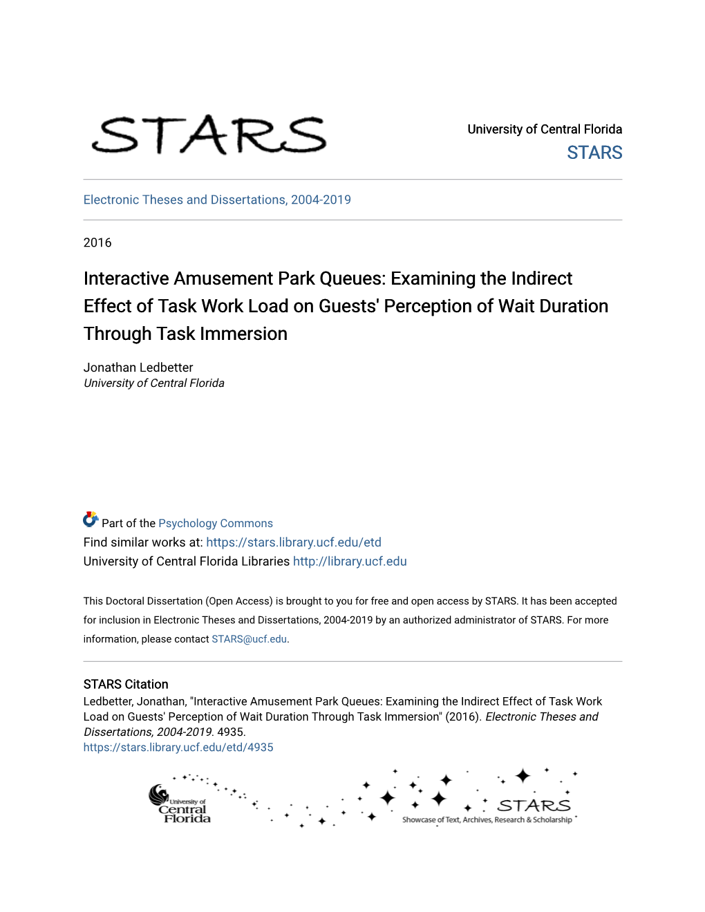 Interactive Amusement Park Queues: Examining the Indirect Effect of Task Work Load on Guests' Perception of Wait Duration Through Task Immersion