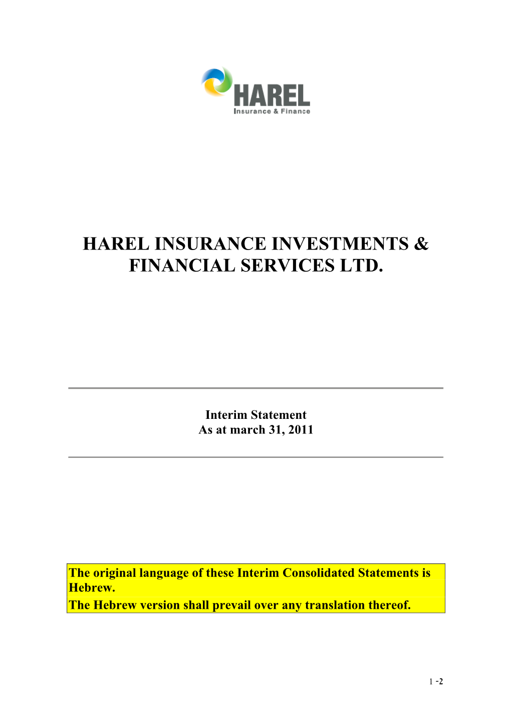 Harel Insurance Investments & Financial Services Ltd