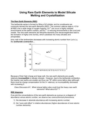 Using Rare Earth Elements to Model Silicate Melting and Crystallization