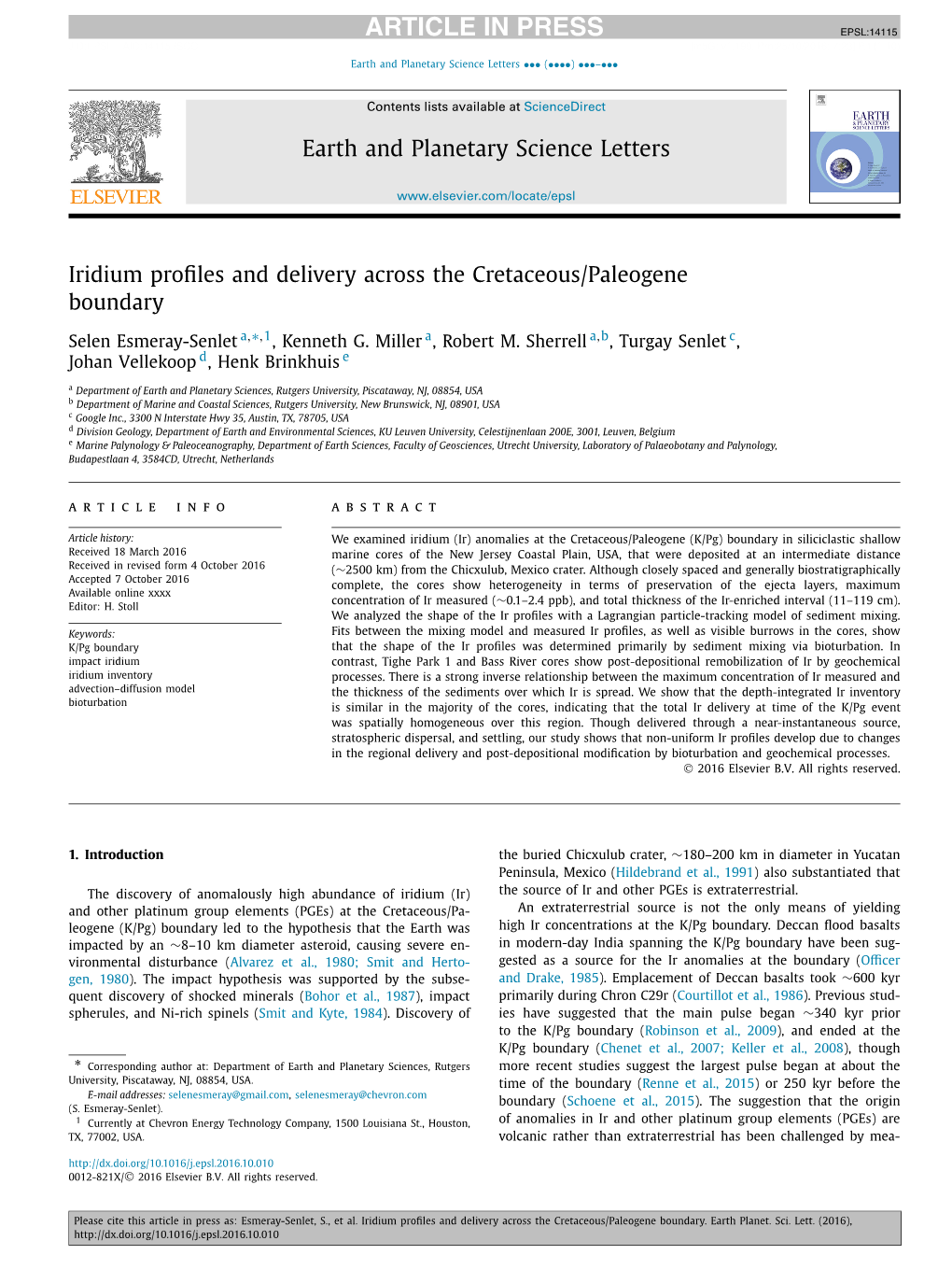 Iridium Profiles and Delivery Across the Cretaceous/Paleogene Boundary