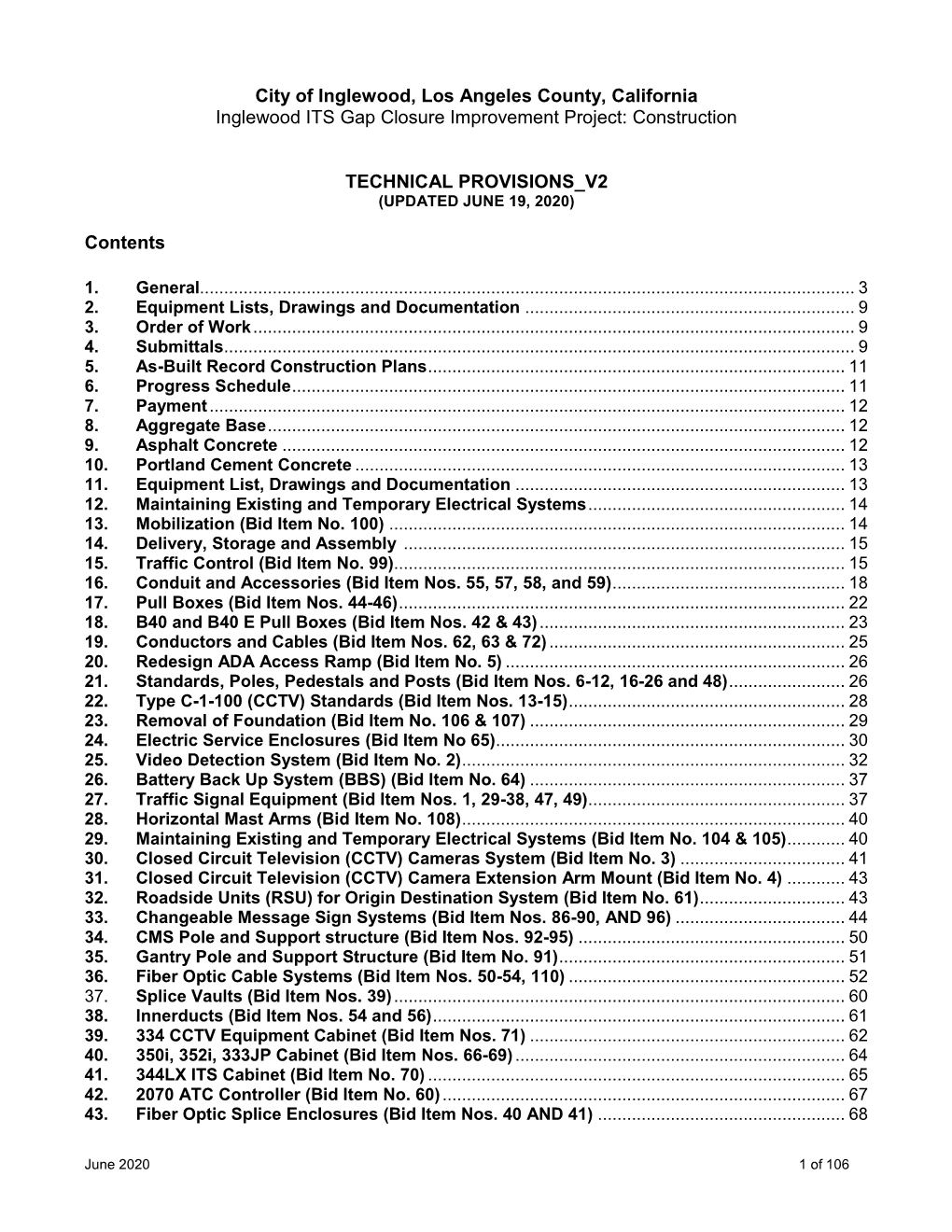 City Ofinglewood ITS Gap Closure Tech Spec