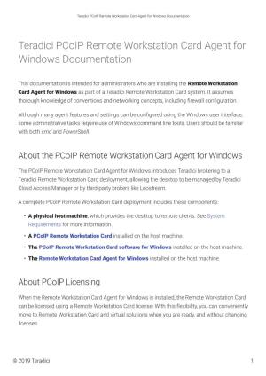 Teradici Remote Workstation Card Agent for Windows