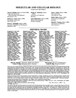 Molecular and Cellular Biology Volume 8 May 1988 Number 5