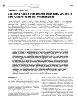 Exploring Nucleo-Cytoplasmic Large DNA Viruses in Tara Oceans Microbial Metagenomes