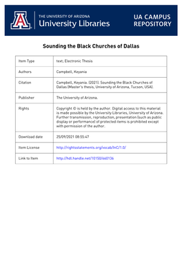 Sounding the Black Churches of Dallas