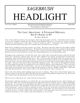 Summer 2006 an Agency of the Division of Museums and History Nevada Department of Cultural Affairs