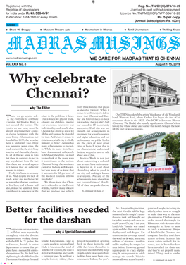 Why Celebrate Chennai?