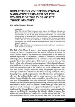 Reflections on International Narrative Research on the Example of the Tale of the Three Oranges