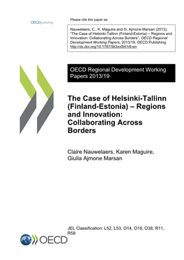 The Case of Helsinki-Tallinn (Finland-Estonia) – Regions and Innovation: Collaborating Across Borders