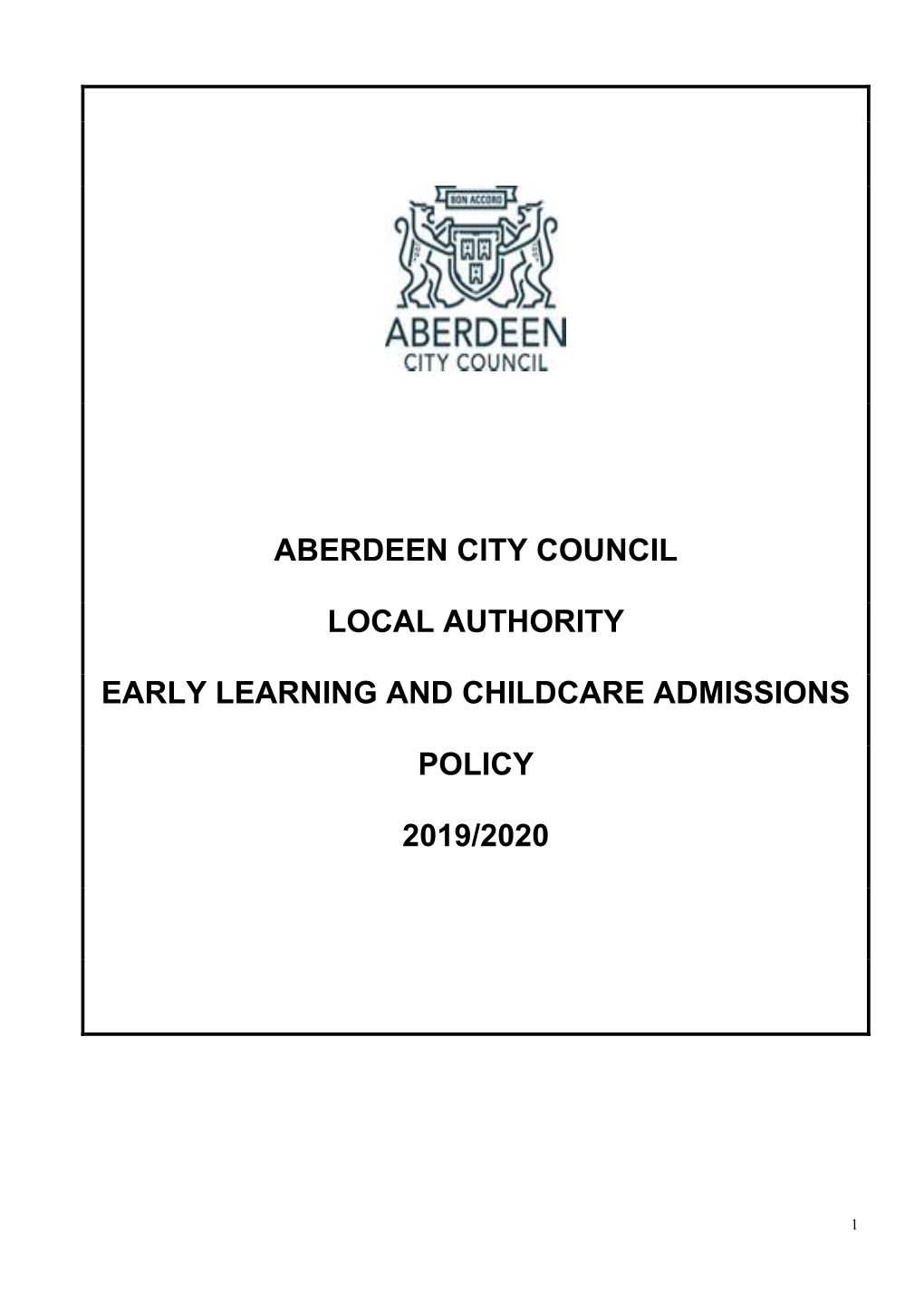 Aberdeen City Council Local Authority Early Learning and Childcare