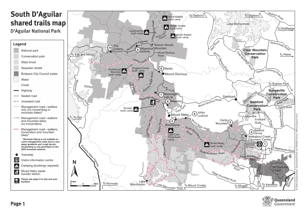 South D'aguilar Shared Trails Map, D'aguilar National Park