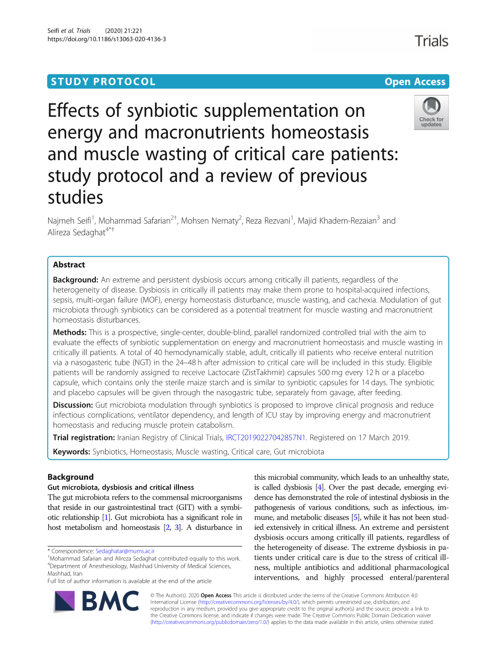 Effects of Synbiotic Supplementation on Energy And